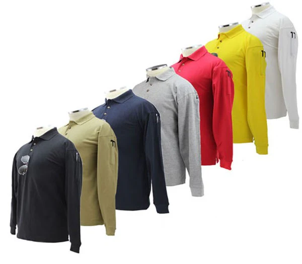 PLAIN PRESHRUNK 100% COTTON TACTICAL LONG SLEEVE POLO SHIRT