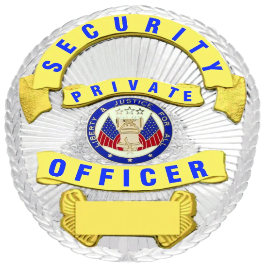 SECURITY PRIVATE OFFICER GOLD ON SILVER SHIELD BADGE