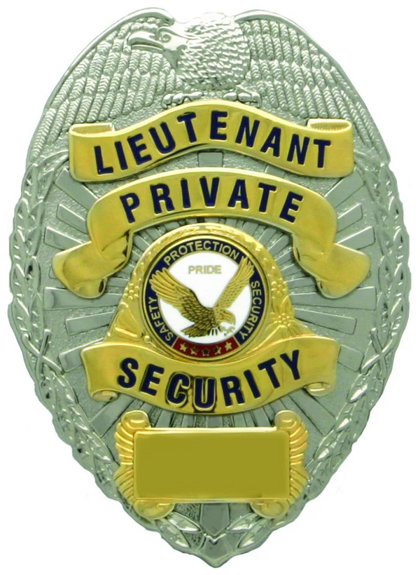 [BA41-CUSTOMIZED] LIEUTENANT PRIVATE SECURITY GOLD ON SILVER SHIELD BADGE