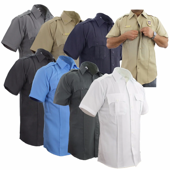 100% POLYESTER SHORT SLEEVE ZIPPERED UNIFORM SHIRTS