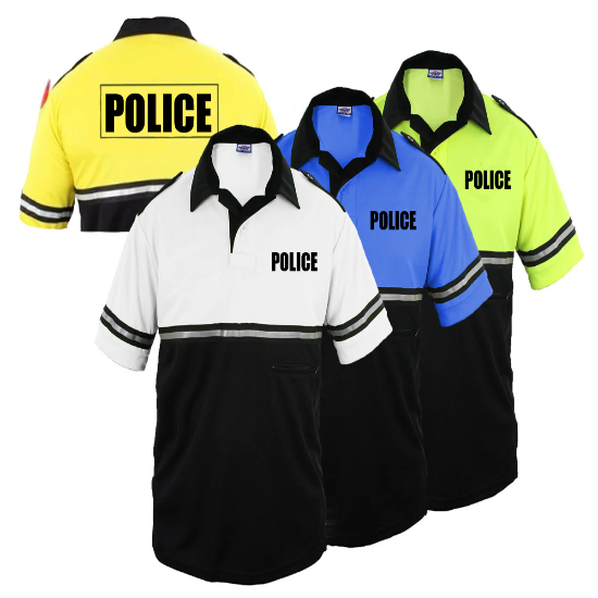 [TT06P-XS-CUSTOMIZED] TWO TONE POLICE BIKE PATROL SHIRTS WITH ZIPPER POCKET WITH ID FRONT &