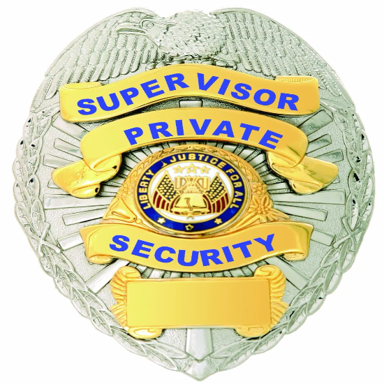 [BA36-CUSTOMIZED] SUPERVISOR PRIVATE SECURITY GOLD ON SILVER SHIELD BADGE