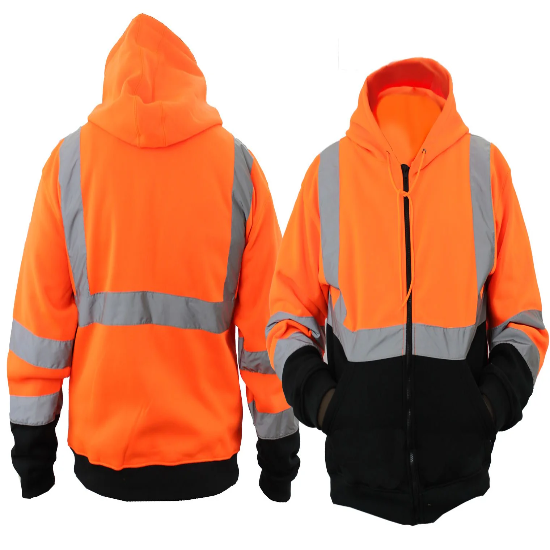 [JS107-5XL-CUSTOMIZED] HI-VISIBILITY SAFETY THERMAL ZIPPERED HOODIE