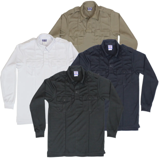 100% Polyester Long Sleeve Pro-Dry Polo Shirt with Two Pockets