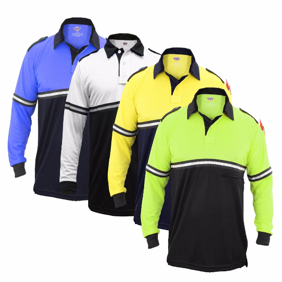 100% POLYESTER TWO TONE BIKE PATROL SHIRT WITH ZIPPER POCKET - LONG SL