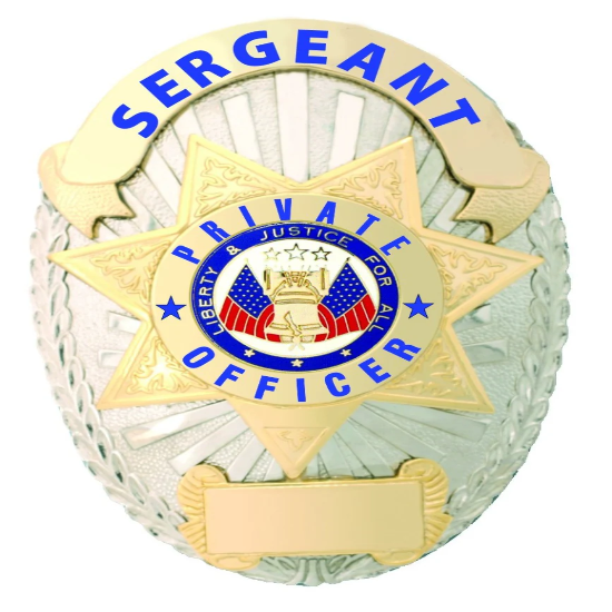 [BA37-CUSTOMIZED] SERGEANT PRIVATE OFFICER GOLD ON SILVER SHIELD BADGE