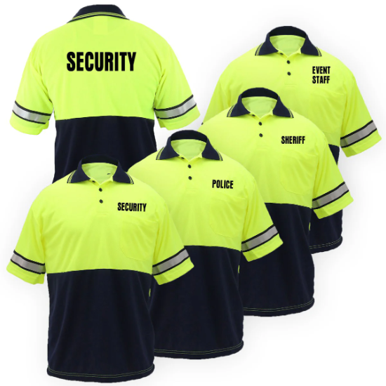 [PS69S-L-CUSTOMIZED] TWO TONE POLYESTER POLO SHIRT WITH REFLECTIVE STRIPES AND WITH ID (LIM