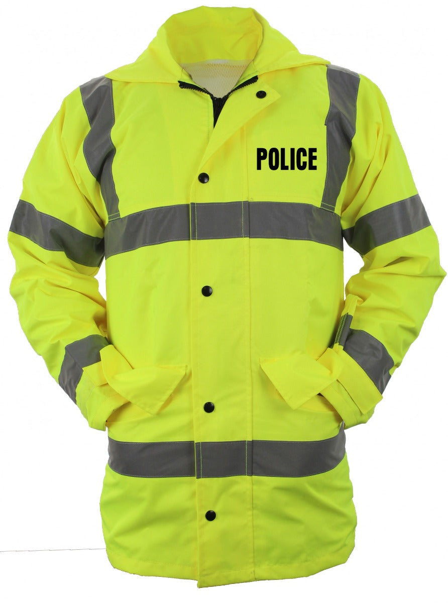 High Visibility Raincoat with Reflective Stripes Lime Green First Class Uniforms